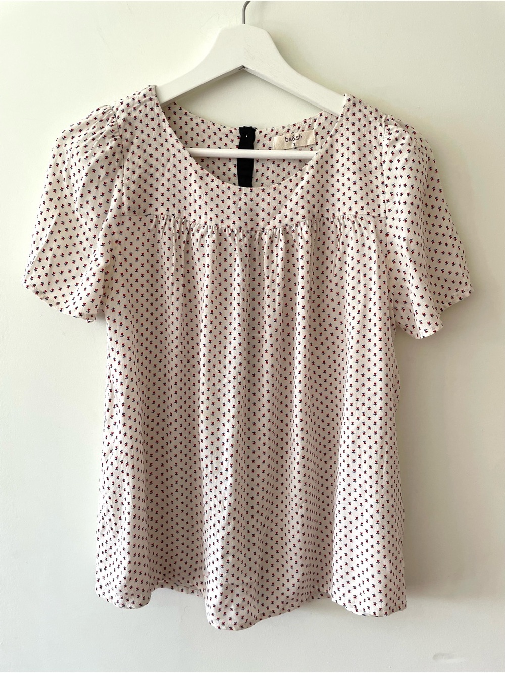 Ba&sh Emilie Top Floral print short sleeve size 2 Medium